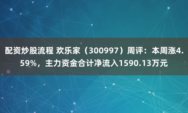 配資炒股流程 歡樂家（300997）周評：本周漲4.59%，主力資金合計凈流入1590.13萬元